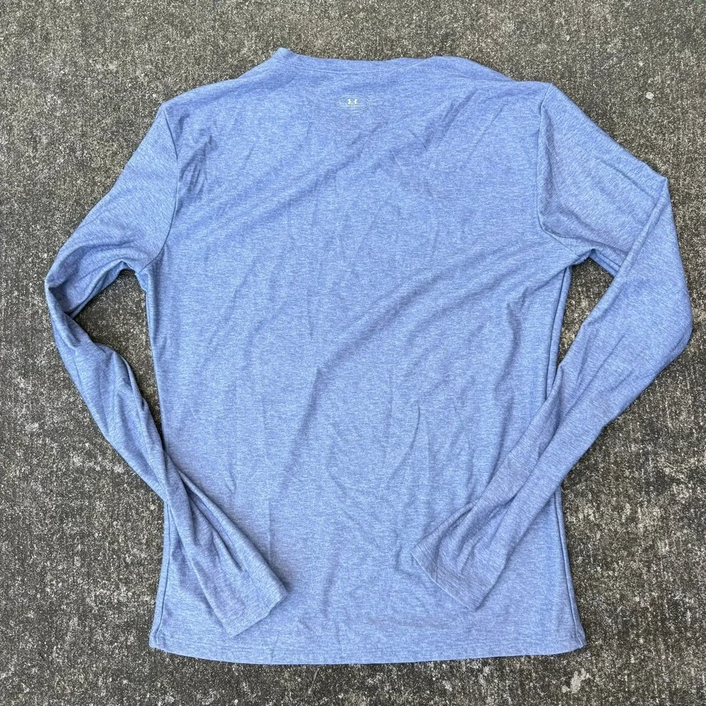Under Armour Long Sleeve V-Neck Shirt Modern Girls XL Light Blue Heather Tee Top - Picture 4 of 6